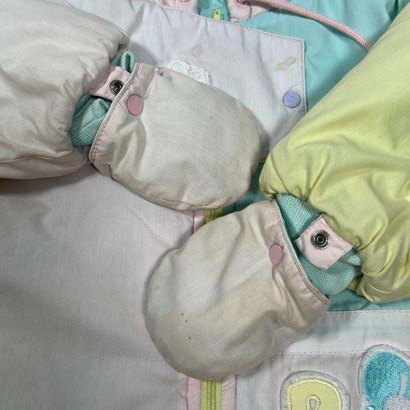Baby Gitano Snow Suit Size 24T Pastel colors snap on mittens full‎ zip hooded - Picture 9 of 15